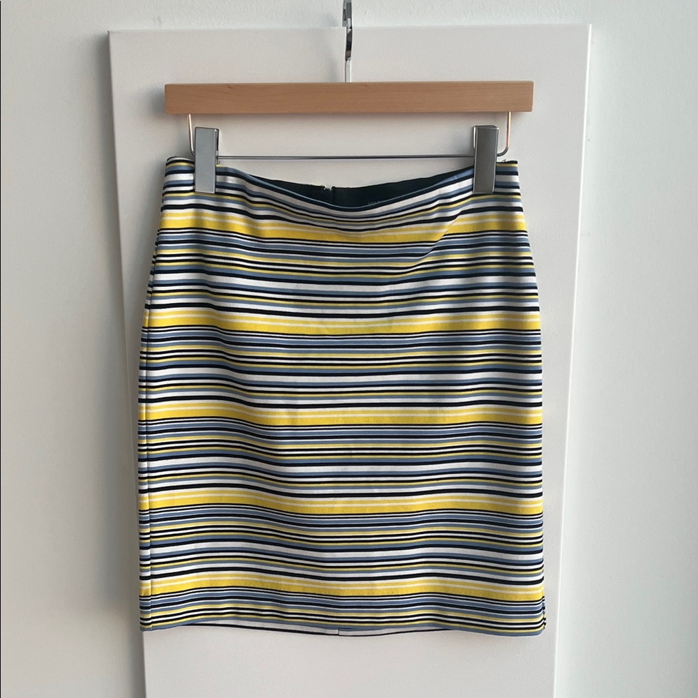 Ann Taylor Factory Yellow and Blue Striped Pencil Skirt